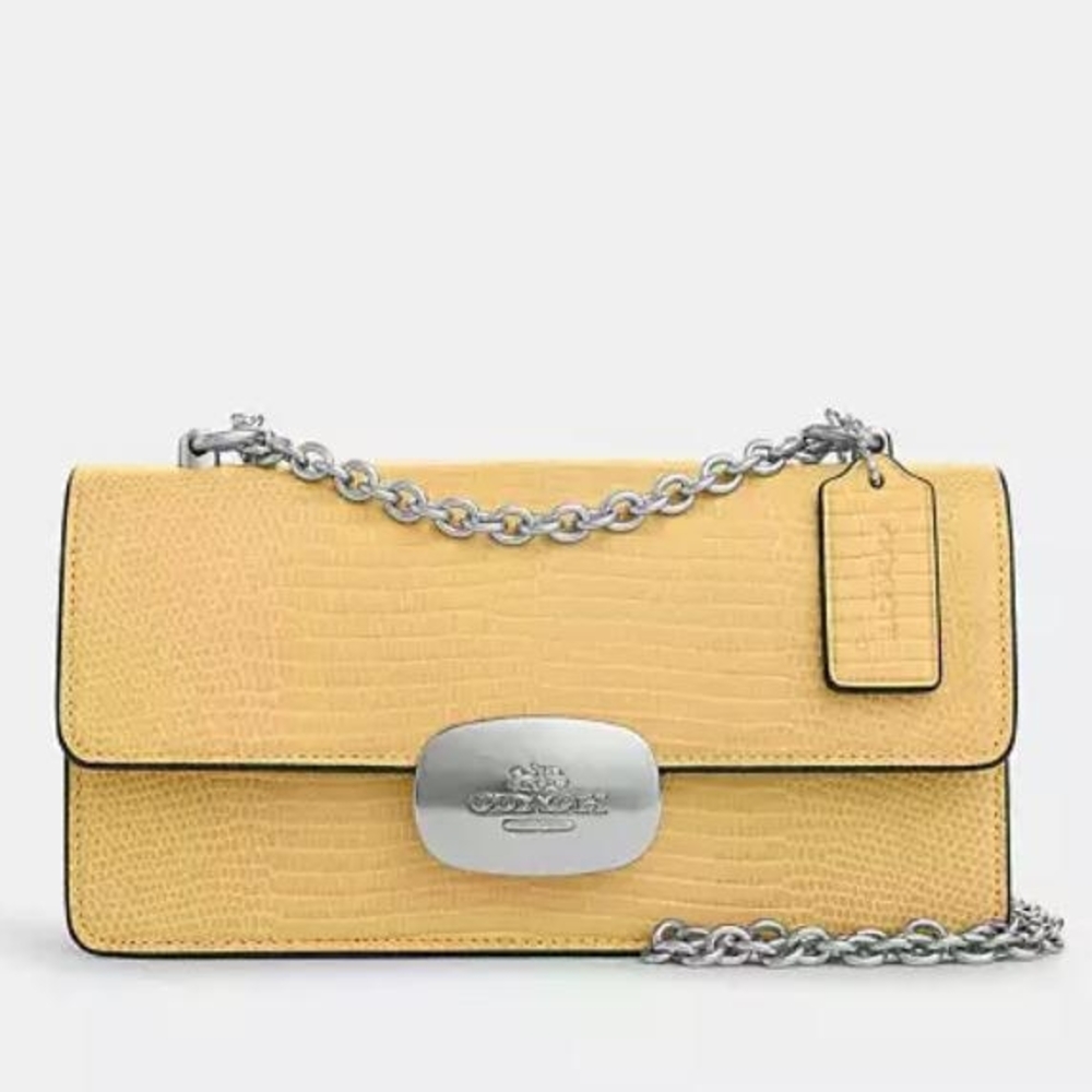 NWT Coach Yellow Hue Eliza Lizard Chain Strap Crossbody And Shoulder Bag